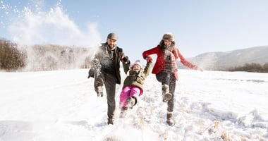 Family fighting off winter blues and exercising